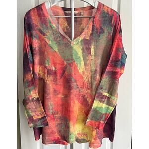 Soft Surroundings Sweater V-Neck PLEIN DE COULEURS  Multicolor Long Sleeve XL